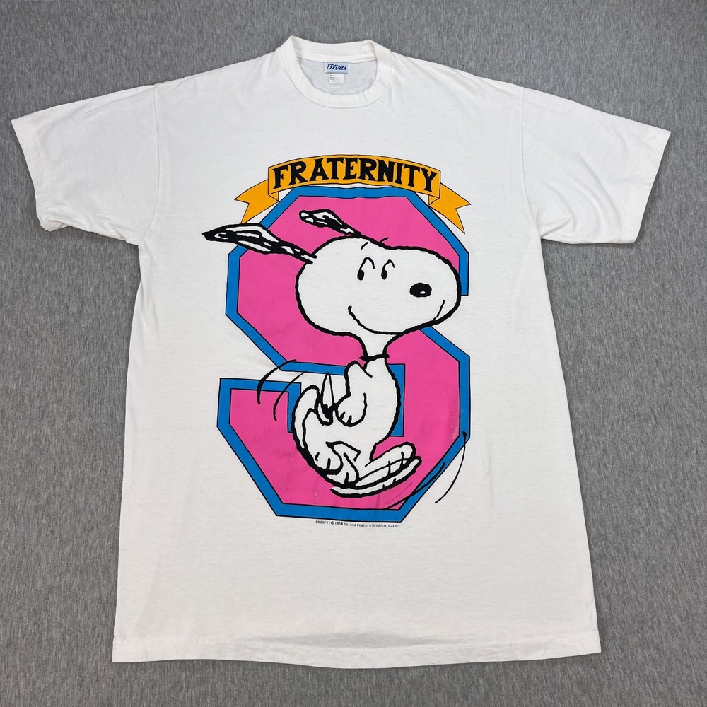 Vintage Flirts Snoopy Fraternity T-Shirt Unisex One Size Sleep/Oversized Y2K